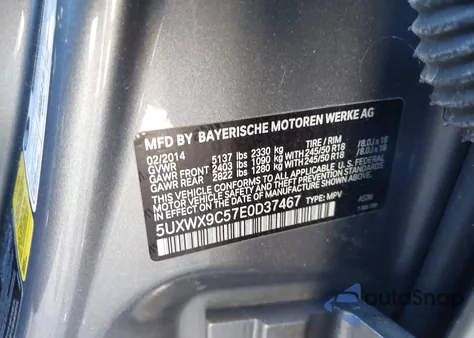 2014 BMW X3 xDrive28I from USA, damaged, VIN 5UXWX9C57E0D37467